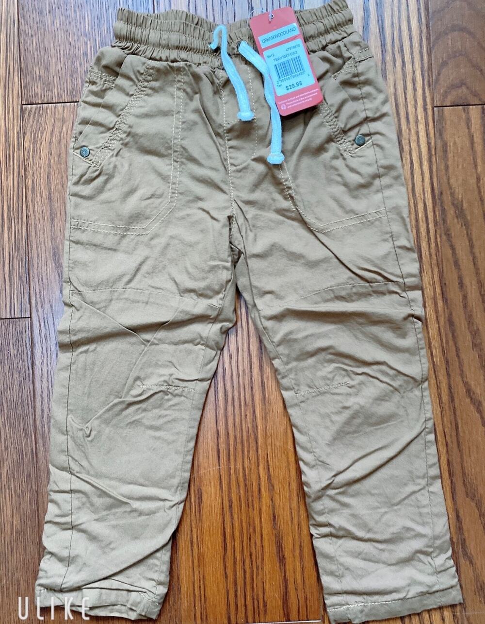 NWT Urban Woodland Boys Brown Casual Cotton Lined Pant 2T MSRP $29.95